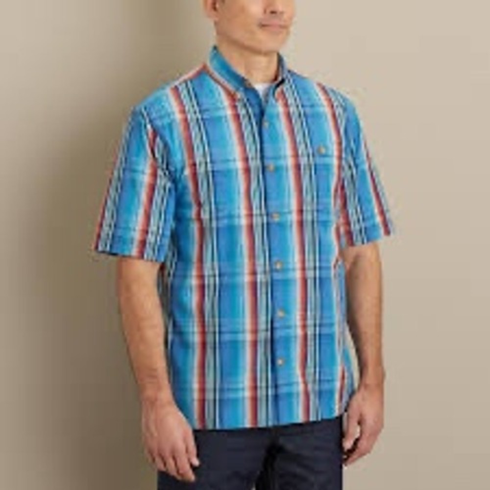 Deluth Short Sleeve Lightweight Cotton Plaid Button Down Shirt BBQ Men's Large